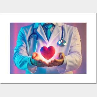 doctor holding heart Posters and Art